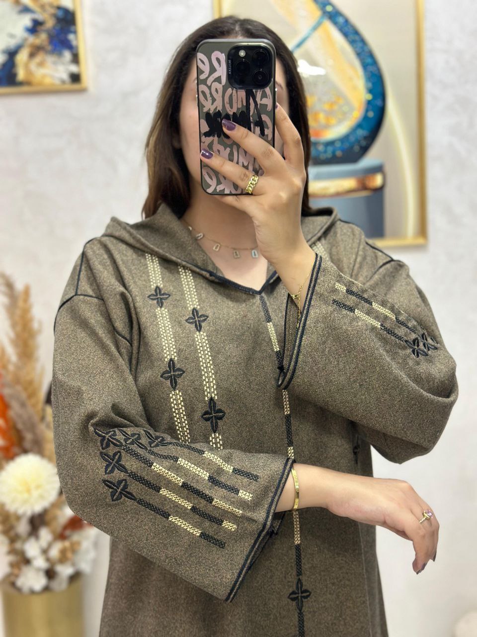 Jellaba Parchemin au tissu tweed de haute qualité 🧵