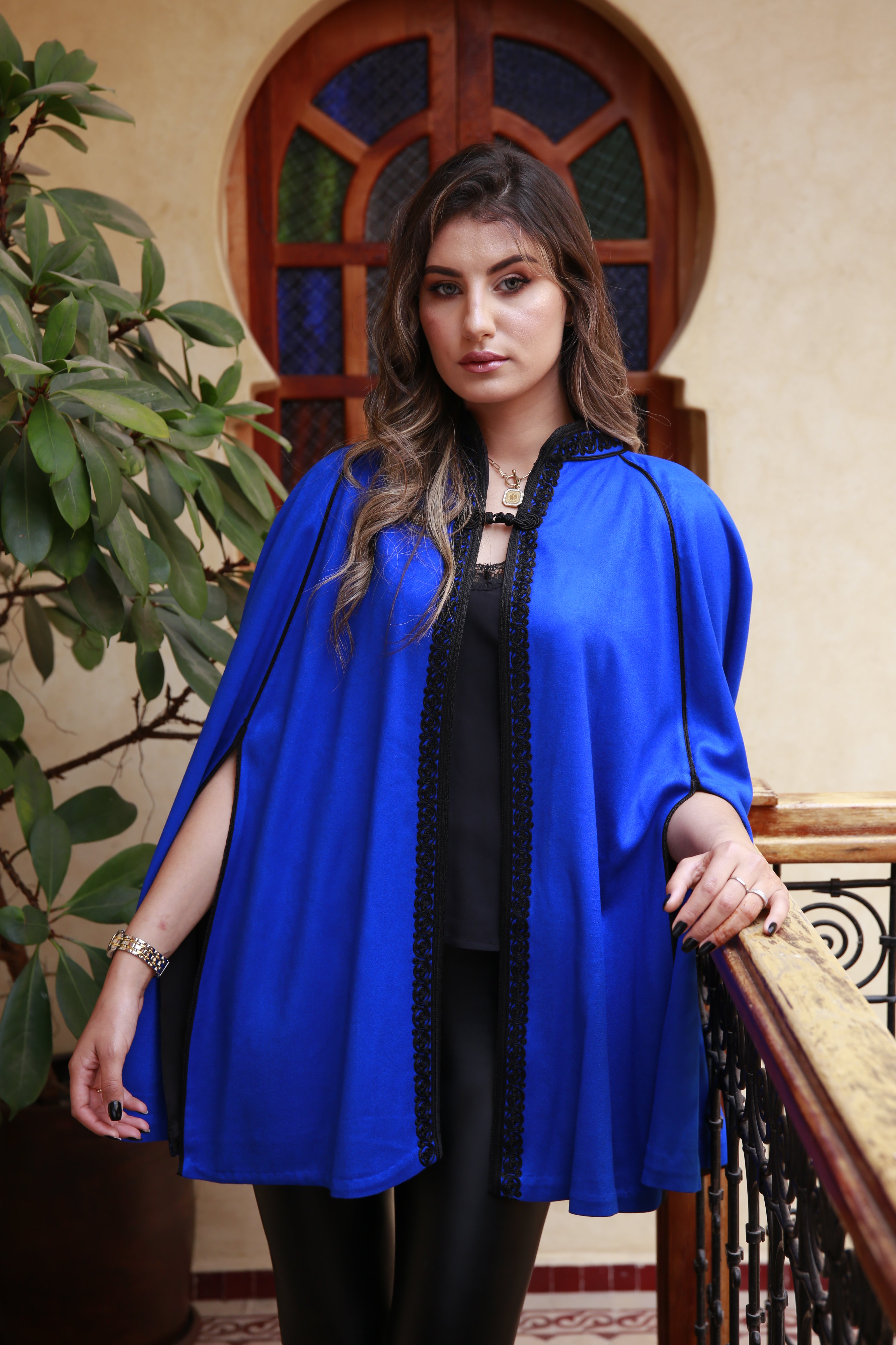Cape Mlifa Col Officier - Façon maalem - Cape pour femme - Cape en Mlifa Cashemire