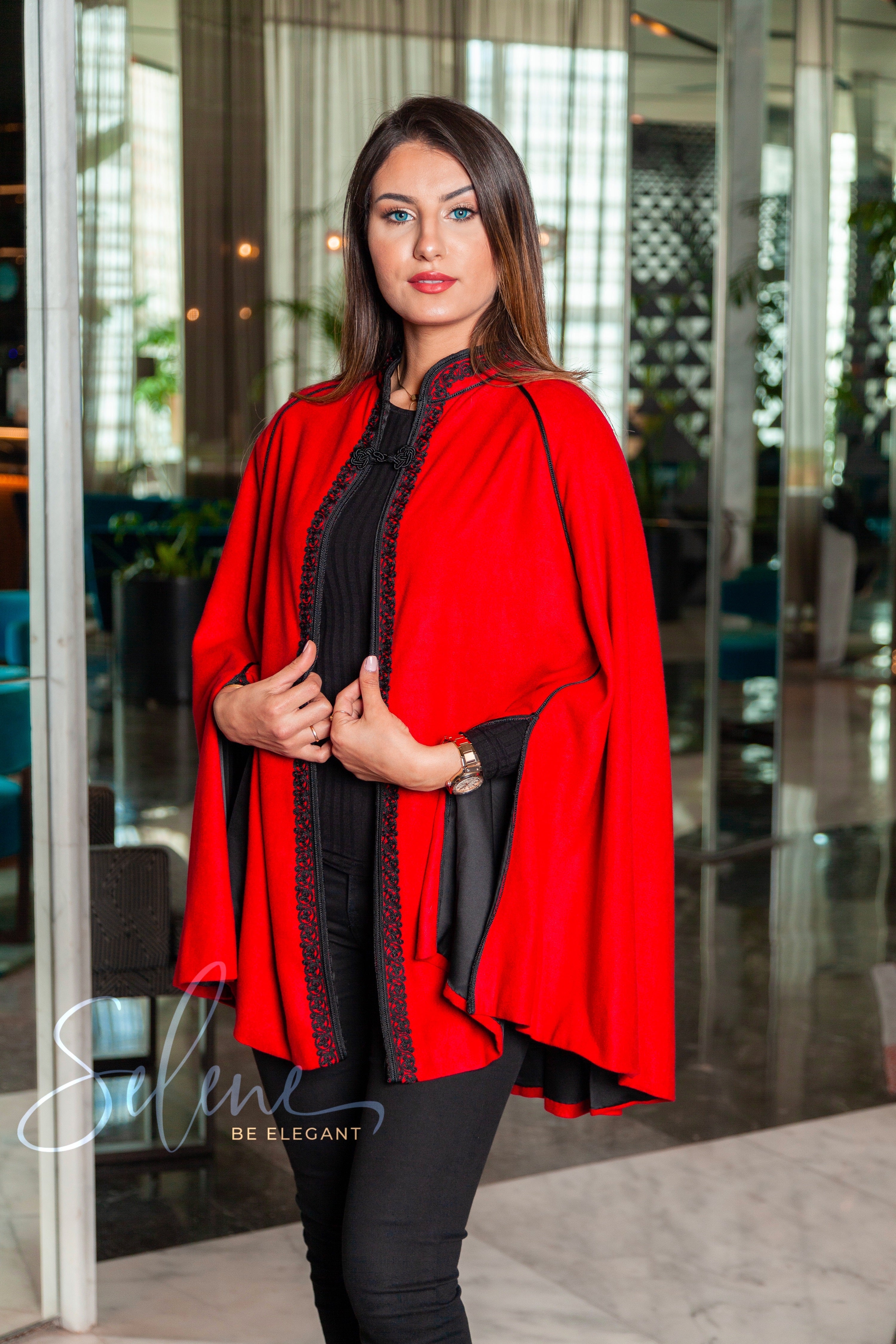 Cape Mlifa Col Officier - Façon maalem - Cape pour femme - Cape en Mlifa Cashemire