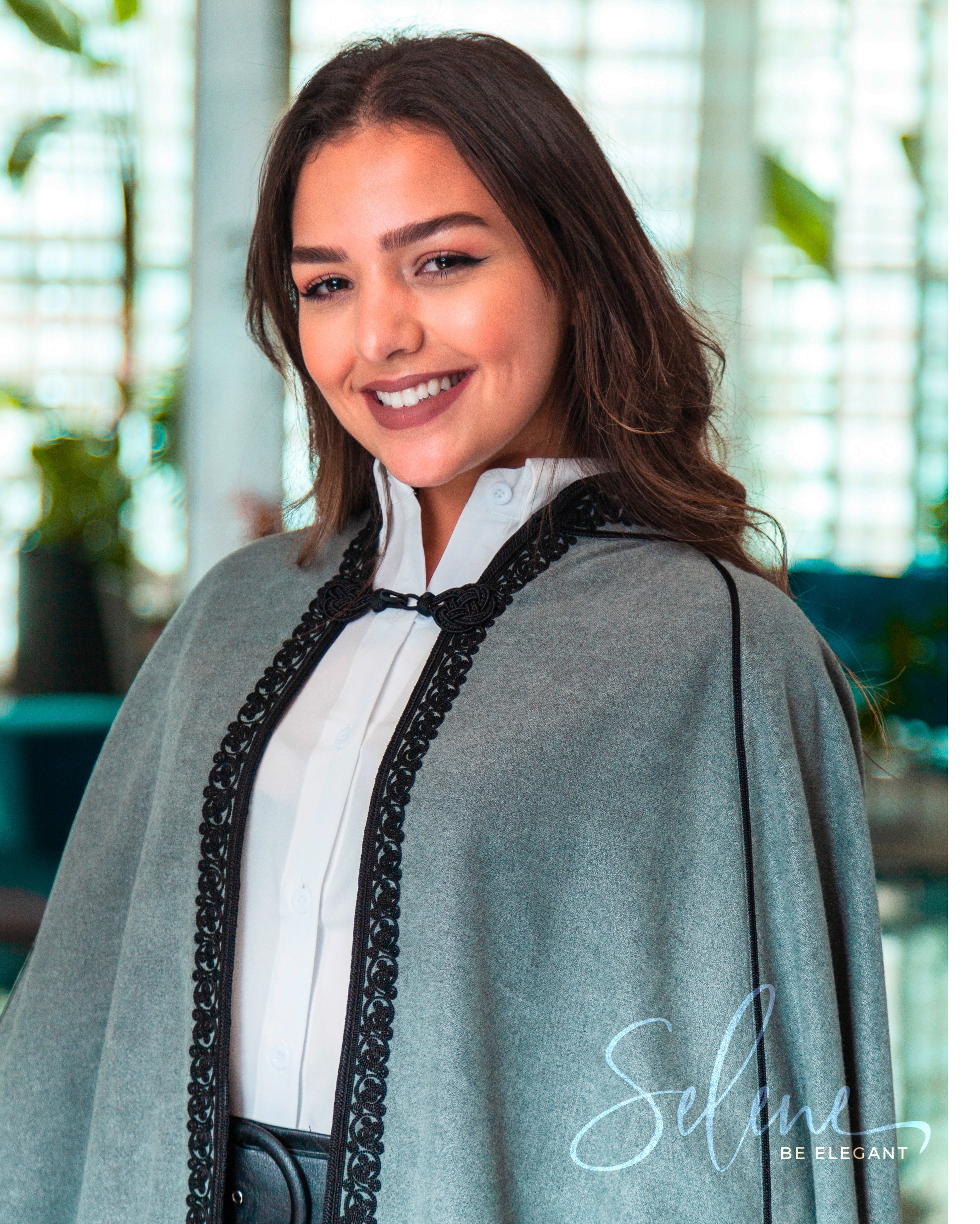Cape Mlifa Col Officier - Façon maalem - Cape pour femme - Cape en Mlifa Cashemire
