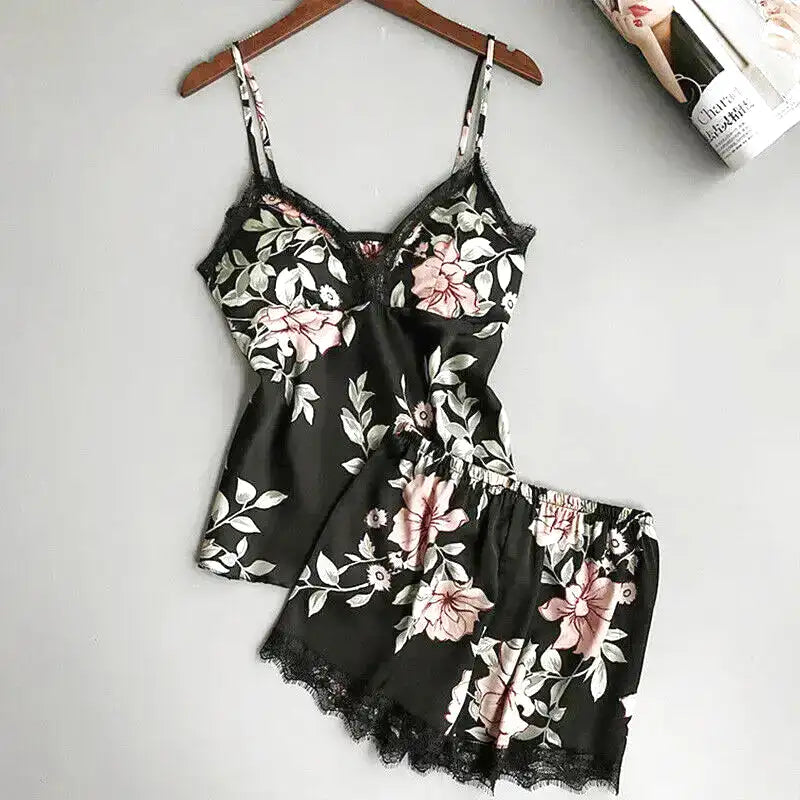 Pyjama Femme Satin Fleuri