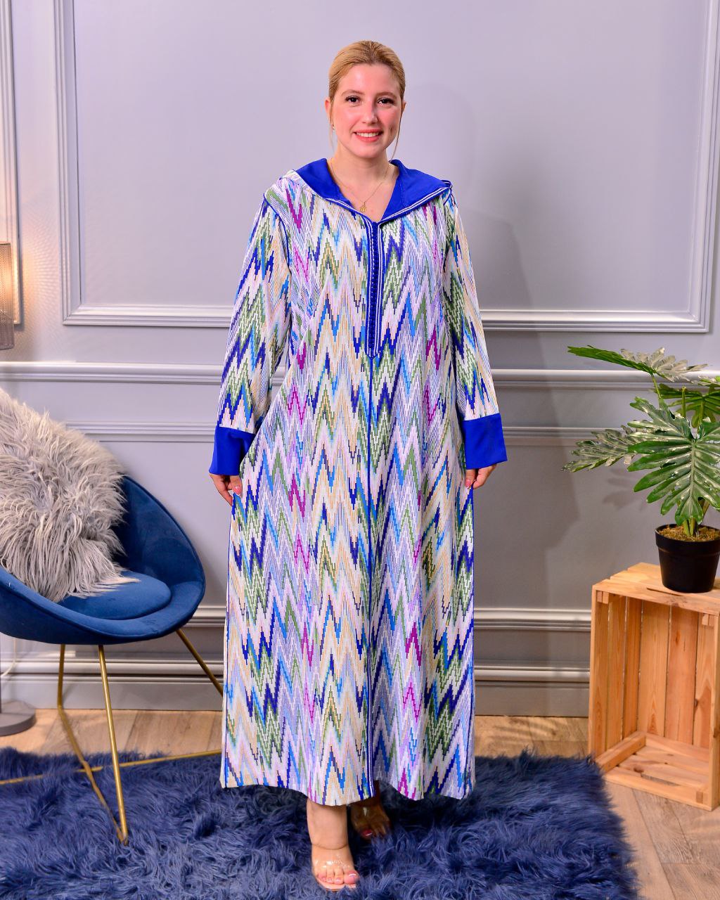👗 Une djellaba raffinée en tissu crêpe premium
