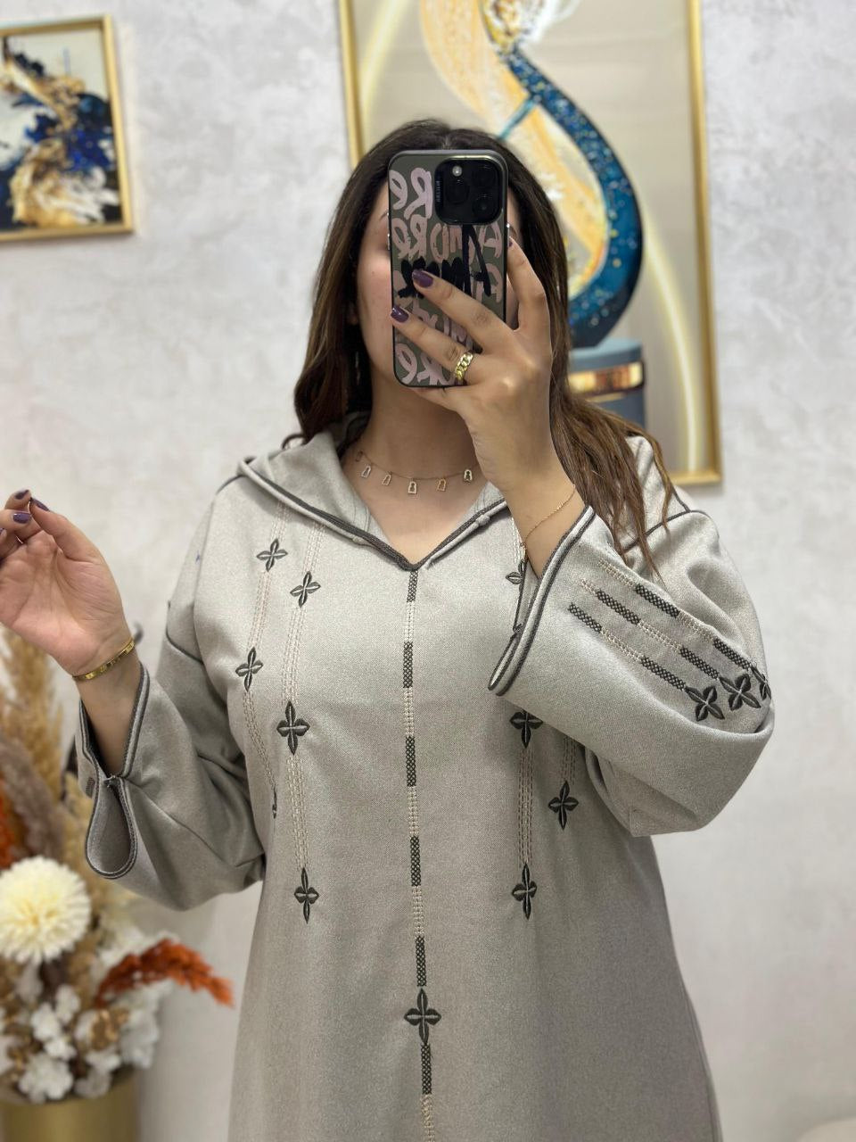 Jellaba Parchemin au tissu tweed de haute qualité 🧵
