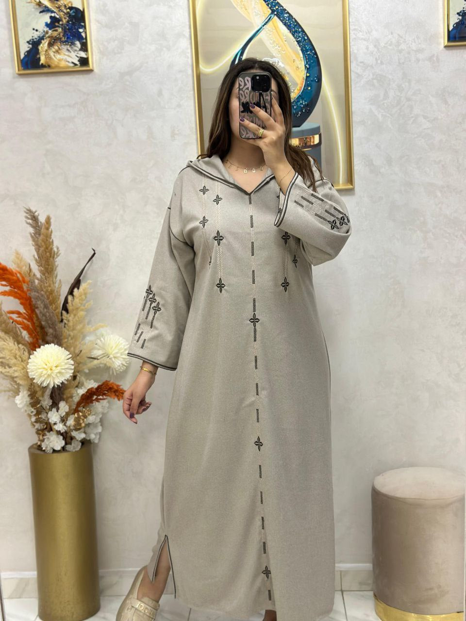 Jellaba Parchemin au tissu tweed de haute qualité 🧵
