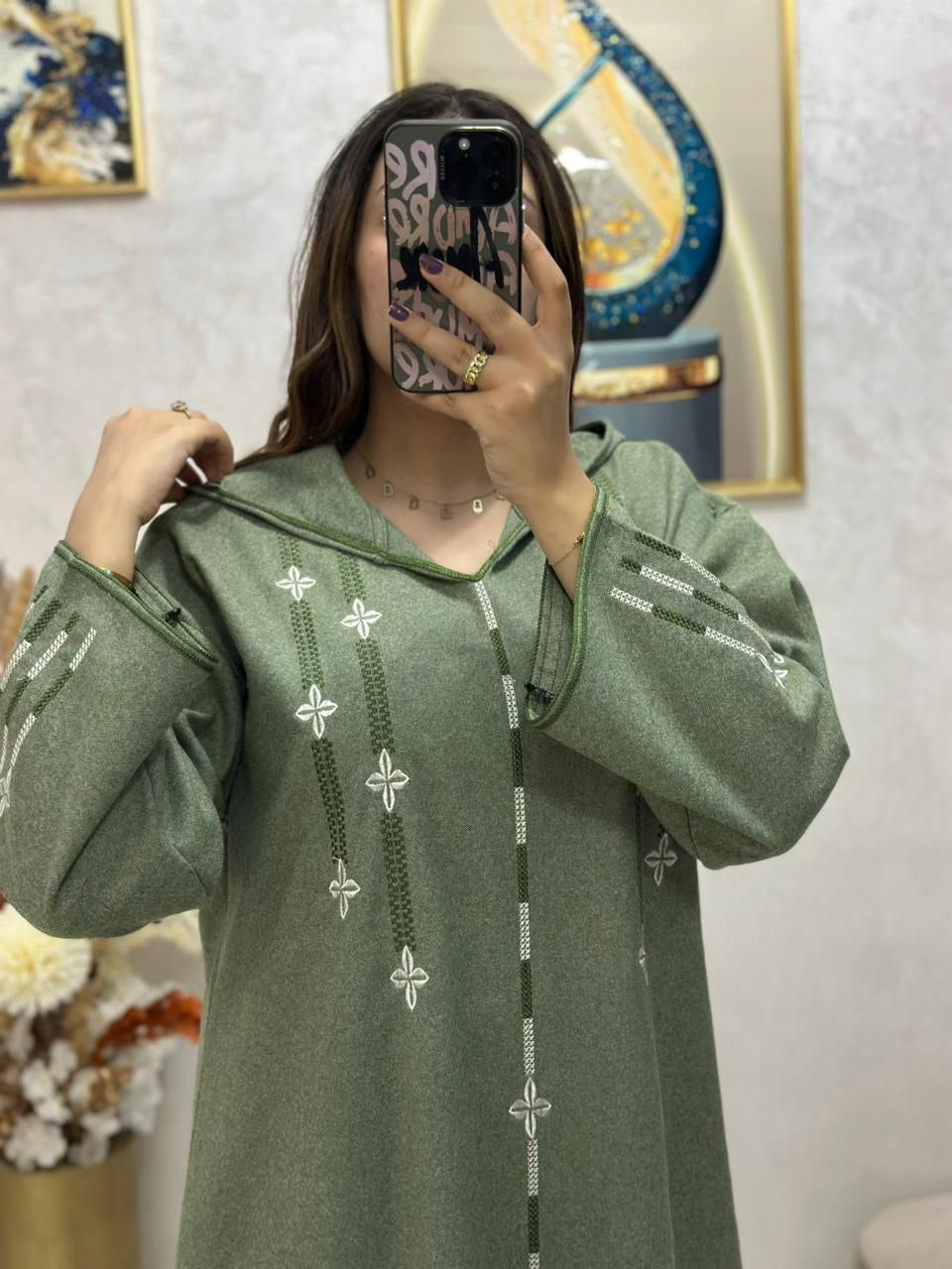 Jellaba Parchemin au tissu tweed de haute qualité 🧵