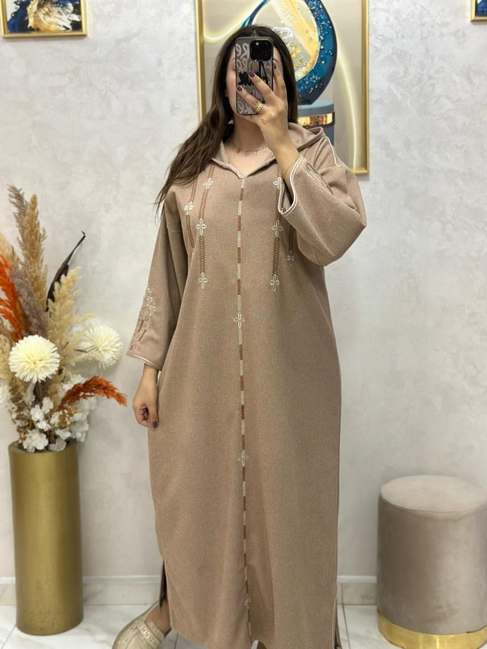 Jellaba Parchemin au tissu tweed de haute qualité 🧵