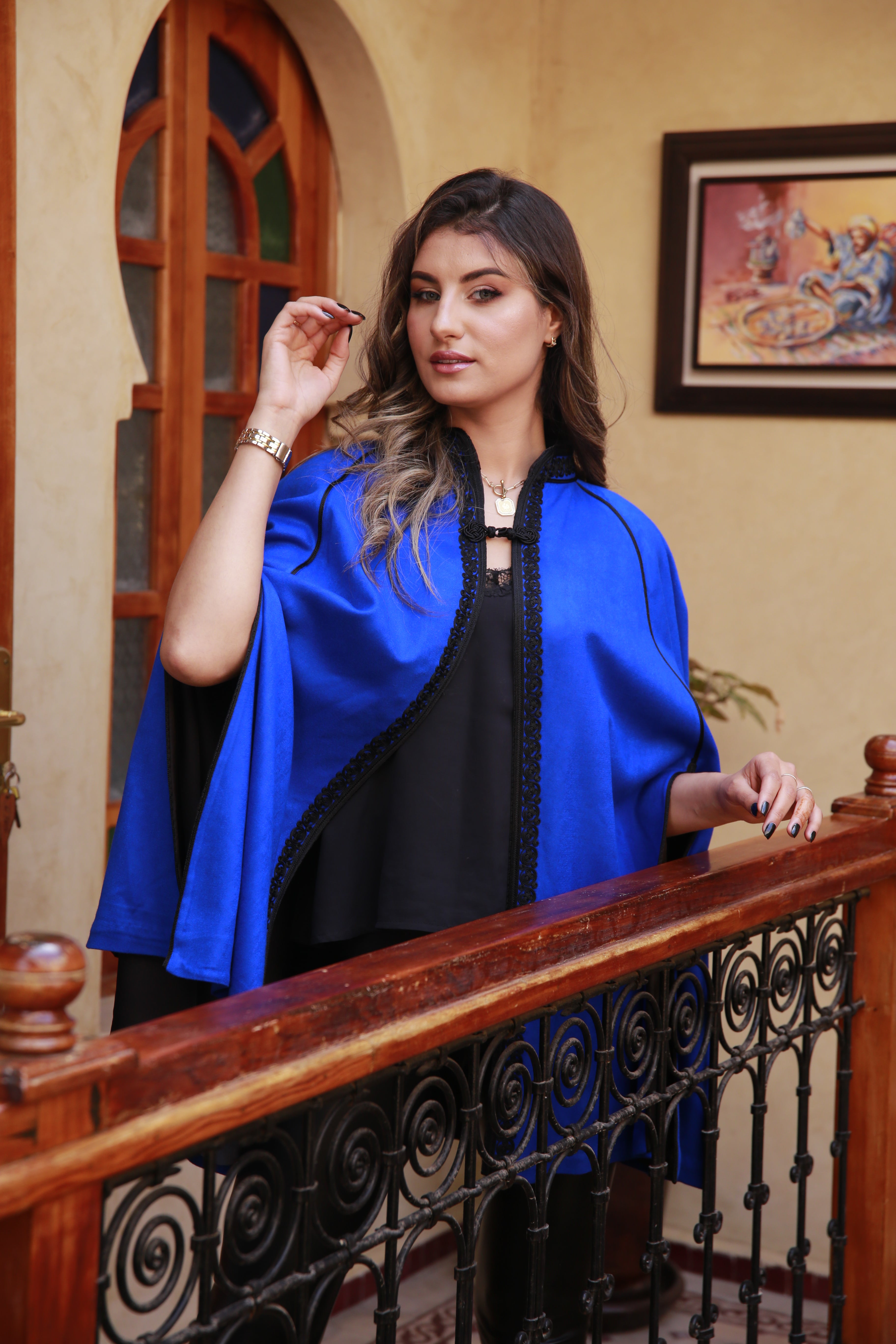 Cape Mlifa Col Officier - Façon maalem - Cape pour femme - Cape en Mlifa Cashemire