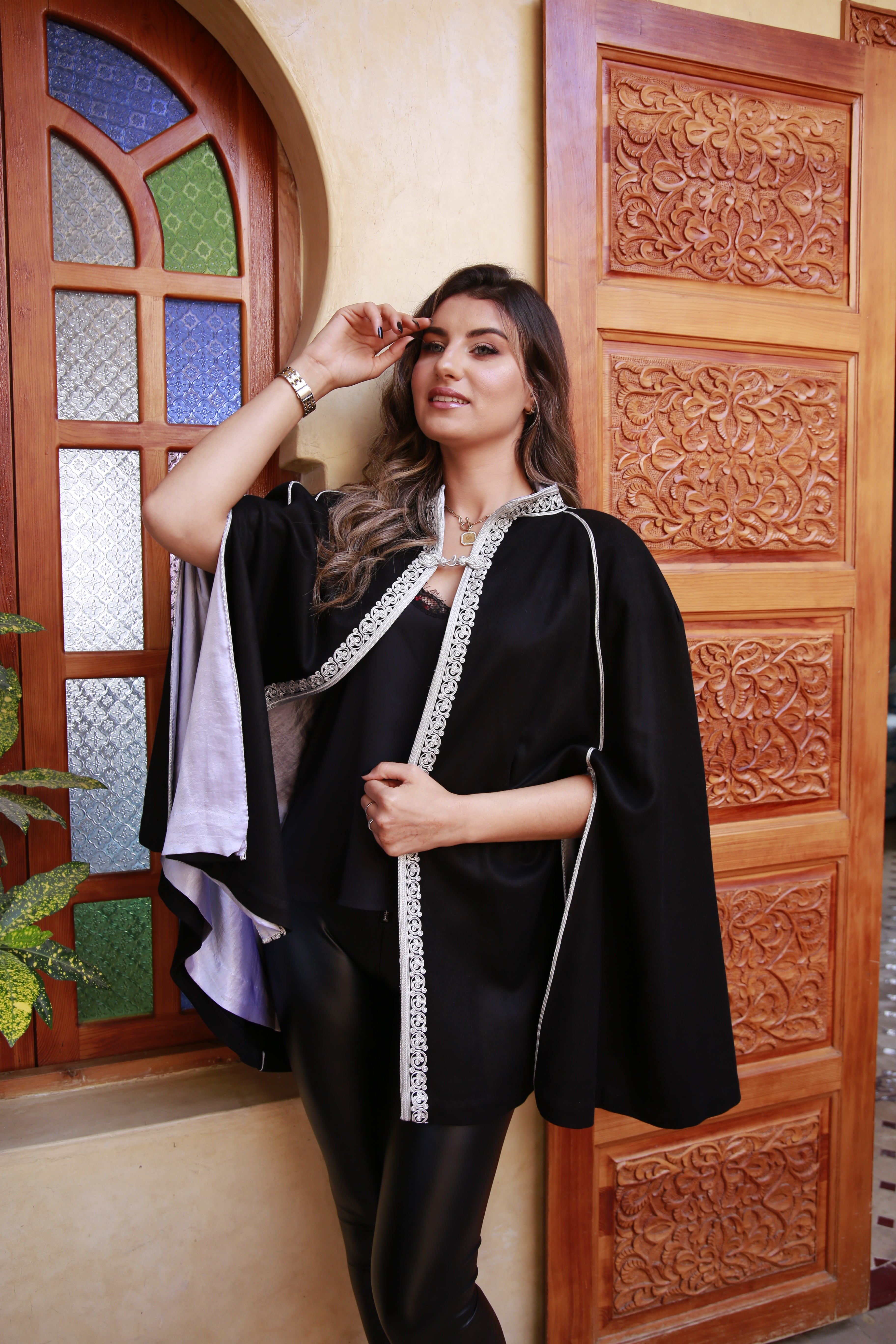 Cape Mlifa Col Officier - Façon maalem - Cape pour femme - Cape en Mlifa Cashemire