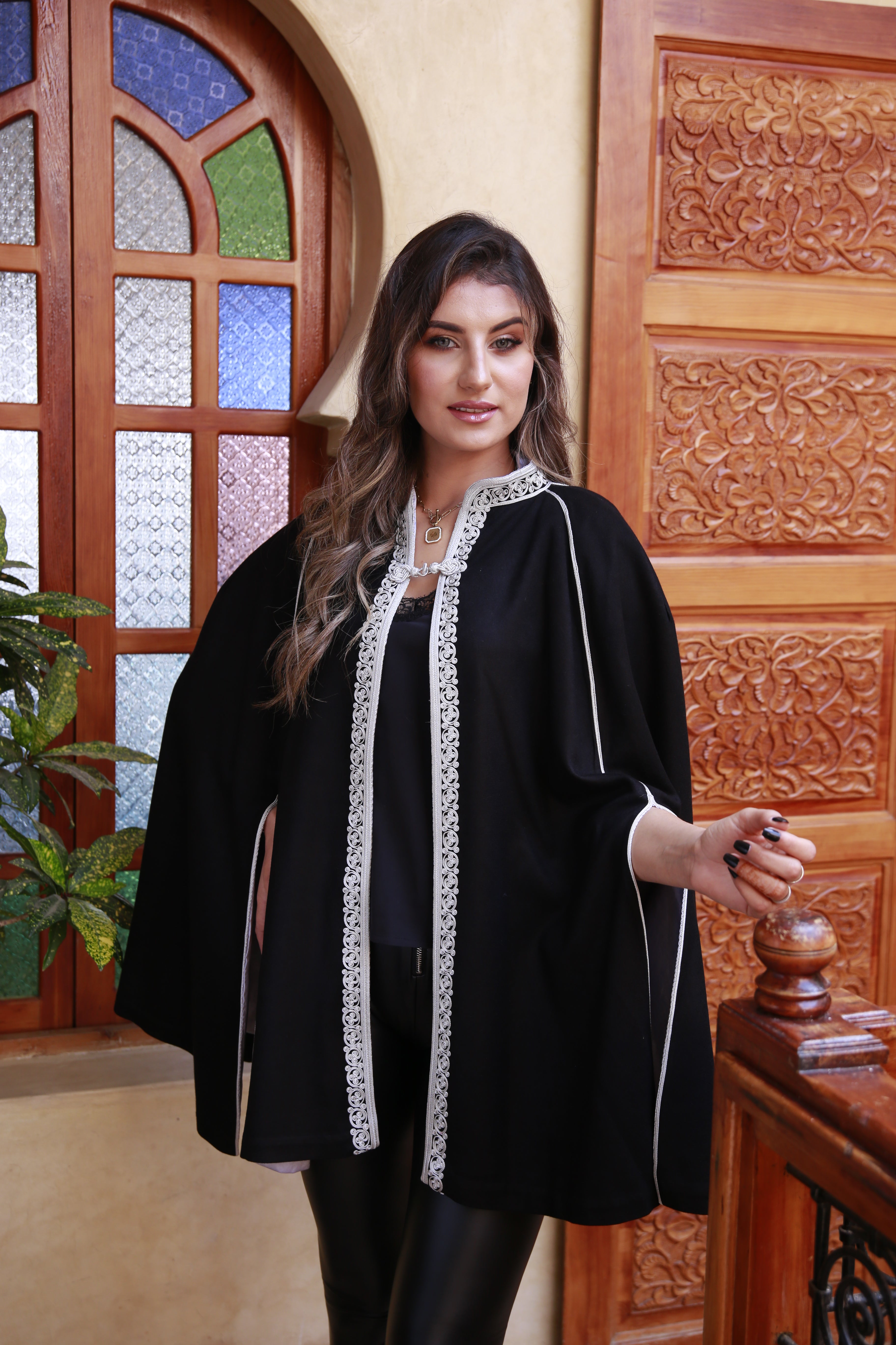 Cape Mlifa Col Officier - Façon maalem - Cape pour femme - Cape en Mlifa Cashemire