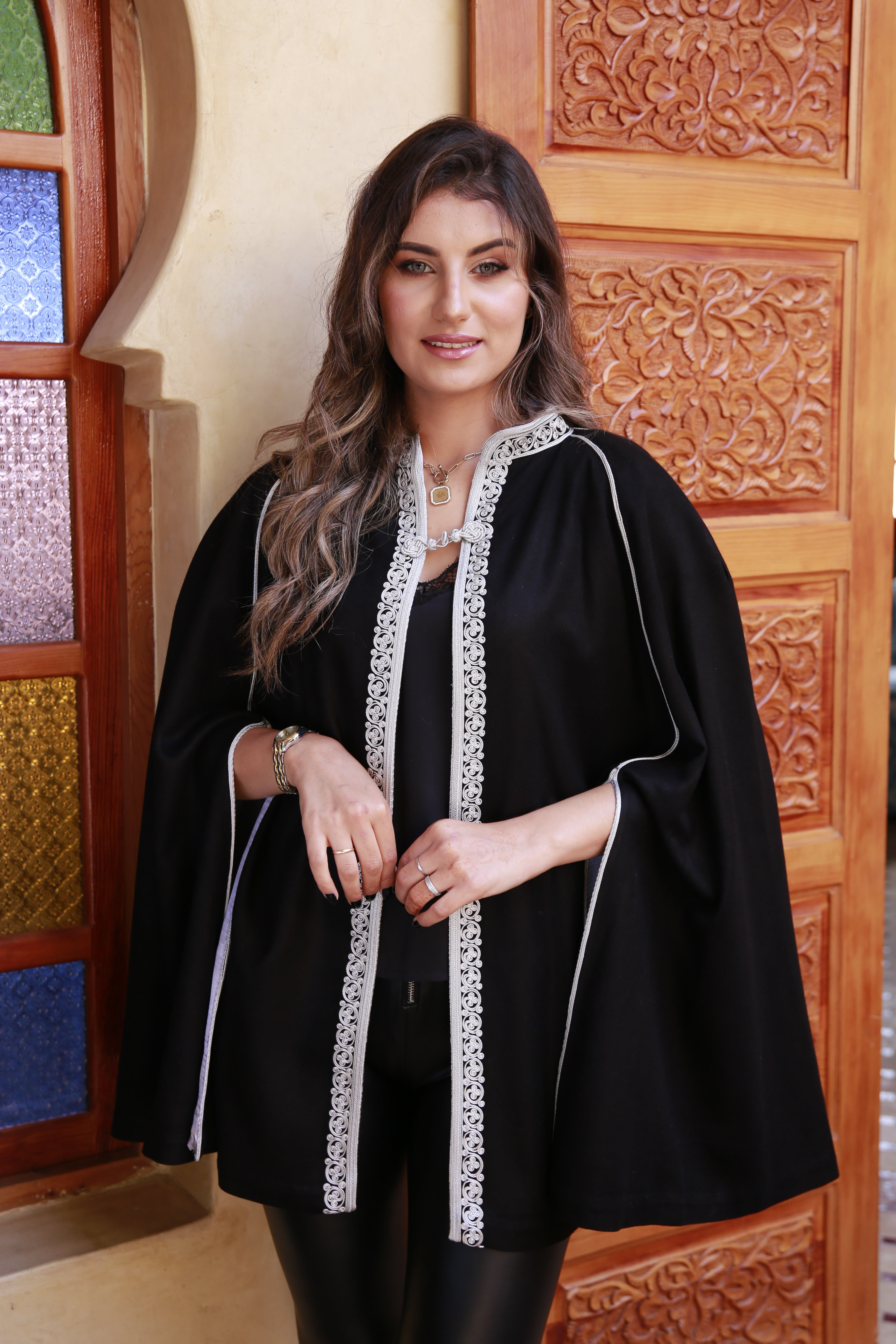 Cape Mlifa Col Officier - Façon maalem - Cape pour femme - Cape en Mlifa Cashemire