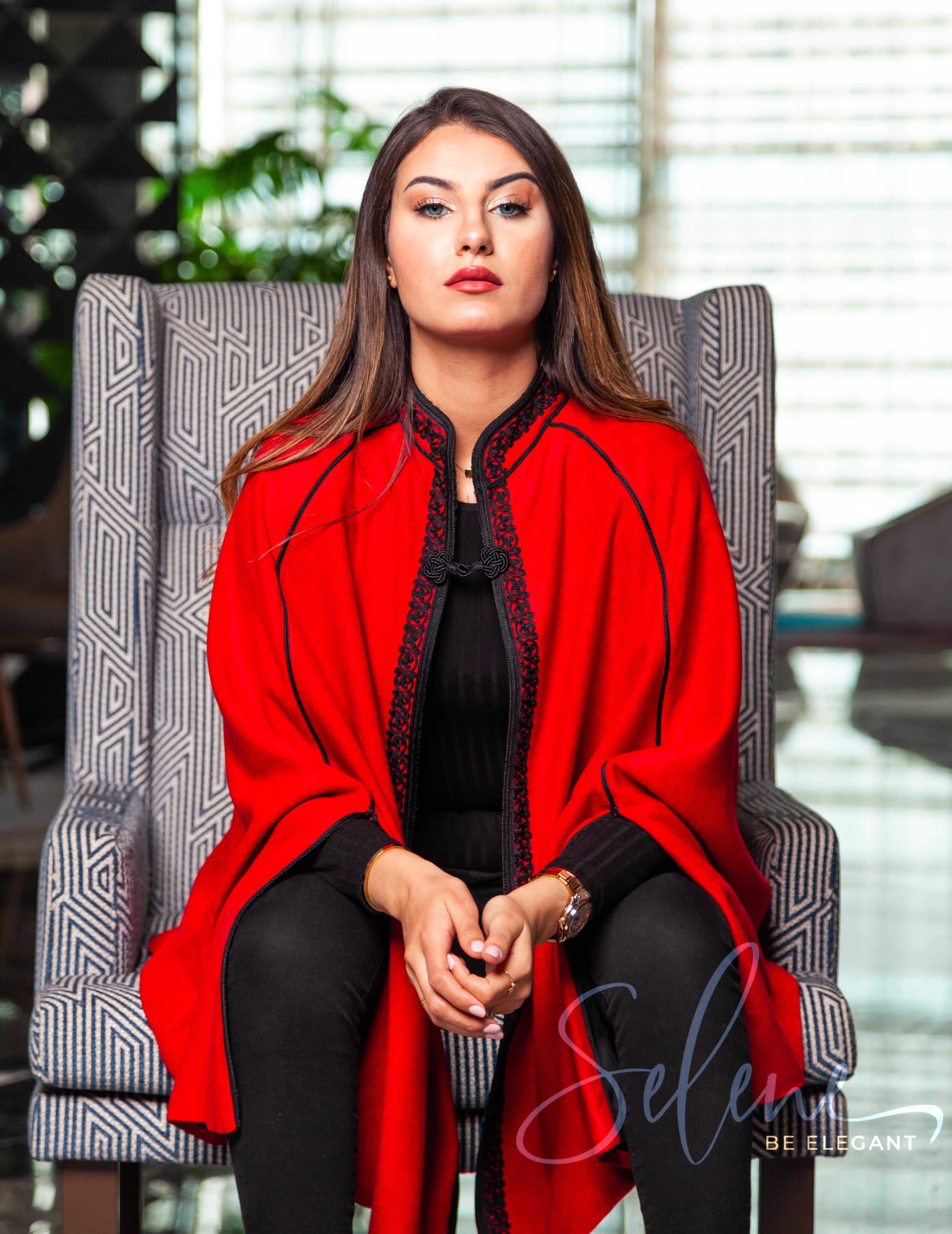 Cape Mlifa Col Officier - Façon maalem - Cape pour femme - Cape en Mlifa Cashemire