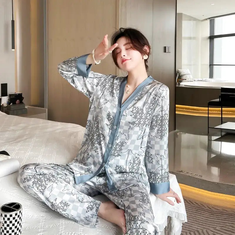 Pyjama Femme Satin Motif Japonais