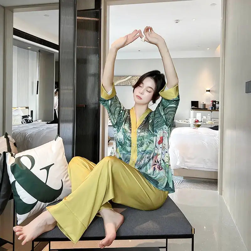 Pyjama Femme Satin Motif Japonais