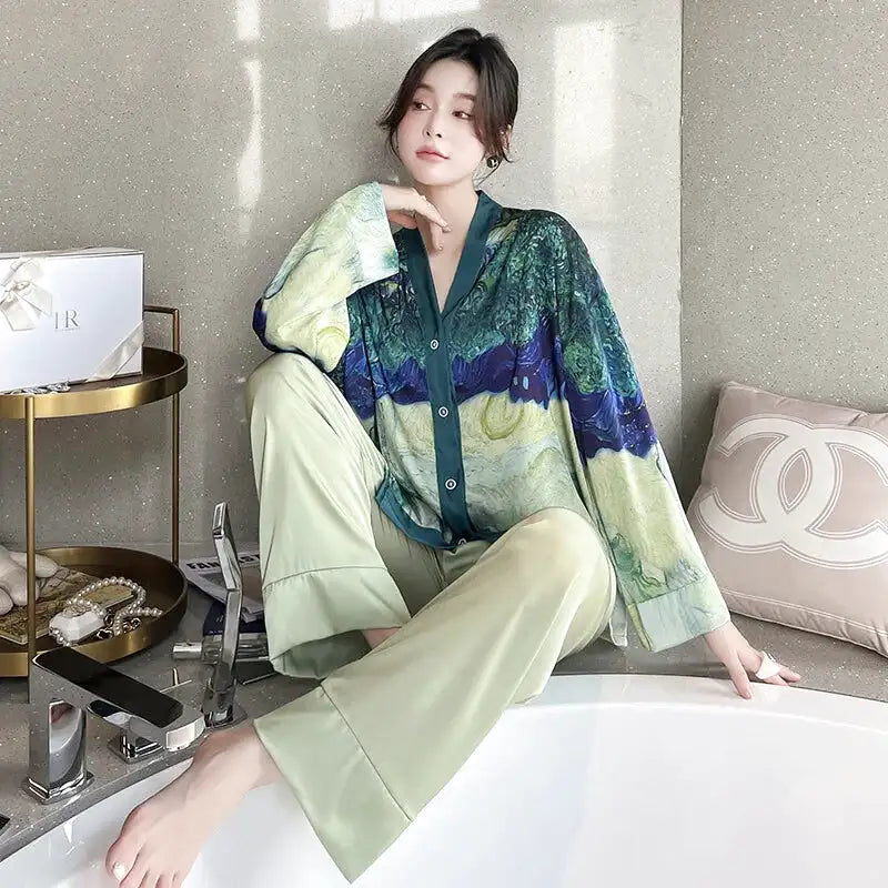 Pyjama Femme Satin Motif Japonais
